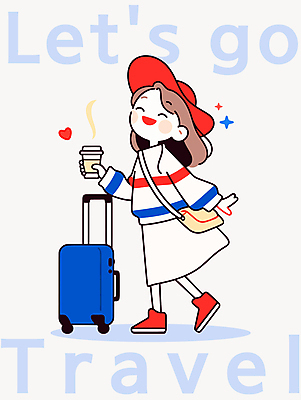 전신 모자 여자 여유 커피 어린이 여행 가방 일러스트 한명 들기 소녀 캐리어 수증기 테이크아웃컵 소녀한명만 일러캐릭터 AI파일 캐릭터 1 잡화 감정 음료 모션 사람 컵 여행가방 여자한명만 소녀만 파일형식 벡터