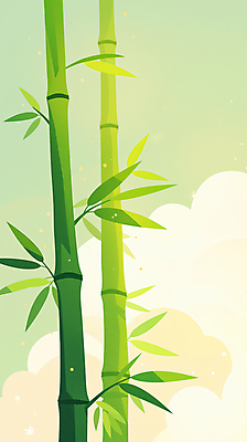 JPG 구름 일러스트 자연 사람없음 초록색 고요 대나무 국내일러스트 AI일러스트 AI콘텐츠 자연요소 나무 컬러 생태계 파일형식