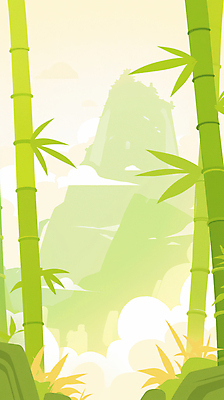 JPG 구름 일러스트 자연 산 사람없음 초록색 평화 대나무 국내일러스트 AI일러스트 AI콘텐츠 자연요소 나무 컬러 컨셉 생태계 파일형식