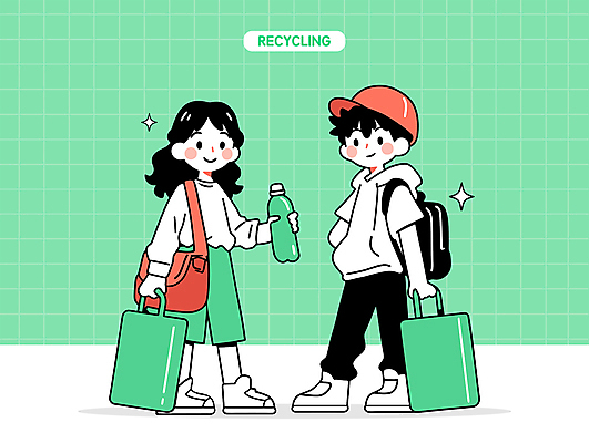 전신 모자 여자 남자 가방 일러스트 들기 성인 두명 연두색 자연보호 환경 재활용 플라스틱 친환경 주머니손 에코백 성인만 일러캐릭터 AI파일 캐릭터 잡화 모션 자연 재질 사람 초록색 보호 에코 파일형식 벡터