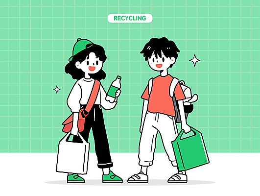 전신 모자 여자 남자 가방 일러스트 들기 성인 두명 연두색 자연보호 환경 재활용 플라스틱 친환경 에코백 성인만 일러캐릭터 AI파일 캐릭터 잡화 모션 자연 재질 사람 초록색 보호 에코 파일형식 벡터