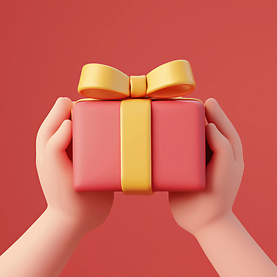 JPG 편집이미지 손 행복 리본 들기 이벤트 신체부위 빨간색 선물상자 3D 귀여움 축하 입체 편집3D AI컴퓨터그래픽 AI콘텐츠 감정 컬러 컨셉 모션 선물 사람 상자 디지털합성 파일형식