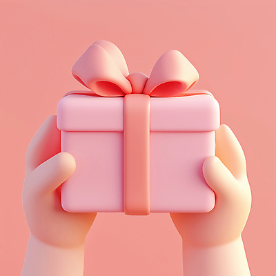 JPG 편집이미지 손 행복 리본 분홍색 들기 이벤트 신체부위 선물상자 3D 귀여움 축하 입체 편집3D AI컴퓨터그래픽 AI콘텐츠 감정 컬러 컨셉 모션 선물 사람 상자 디지털합성 파일형식