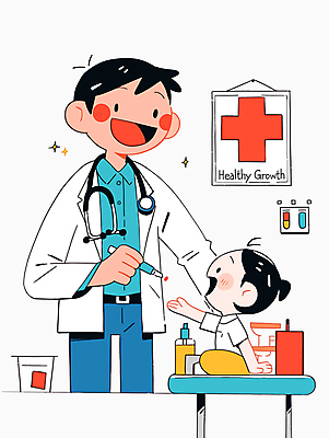 여자 남자 어린이 일러스트 청진기 의료기기 건강 병원 입벌림 미소 들기 소녀 상반신 성인 두명 진료 환자 의사 상담 성장클리닉 십자마크 국내일러스트 AI파일 의학 모션 표정 사람 의료진 클리닉 파일형식 벡터