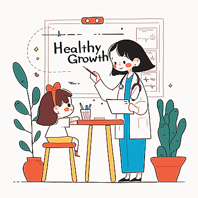 전신 여자 화분 종이 어린이 일러스트 청진기 그래프 건강 병원 미소 들기 앉기 소녀 성인 두명 펜 진료 환자 의사 책상 상담 연필꽂이 성장클리닉 여자만 국내일러스트 AI파일 가구 의학 의료기기 모션 문구용품 표정 사람 필기구 의료진 클리닉 파일형식 벡터
