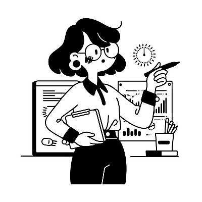 여자 일러스트 비즈니스 그래프 아이디어 직장 한명 들기 성인 펜 검은색 업무 직장인 발표 집중 문서 통계자료 성인여자한명만 국내일러스트 AI파일 직업 1 컬러 컨셉 회사 모션 통계 사람 필기구 자료 작업 여자한명만 성인여자만 파일형식 벡터