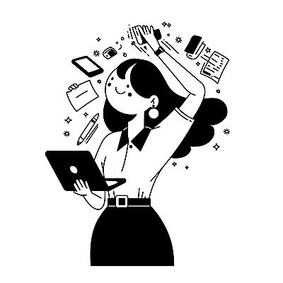 여자 일러스트 비즈니스 아이디어 직장 한명 미소 들기 성인 책 노트북 반짝임 펜 손들기 검은색 잡기 업무 직장인 집중 문서 성인여자한명만 국내일러스트 AI파일 직업 1 컬러 컨셉 회사 모션 표정 사람 전자제품 필기구 작업 여자한명만 성인여자만 파일형식 벡터