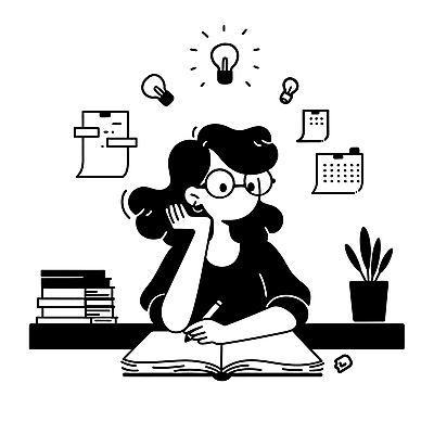 여자 화분 화초 일러스트 비즈니스 전구 아이디어 직장 한명 상반신 성인 책 검은색 턱괴기 달력 메모지 업무 직장인 집중 책상 성인여자한명만 안경낌 국내일러스트 AI파일 식물 직업 1 안경 컬러 가구 컨셉 회사 모션 사람 사무용품 작업 여자한명만 성인여자만 파일형식 벡터