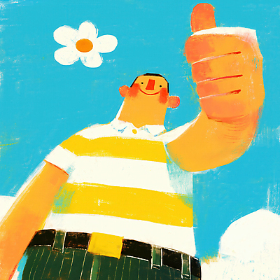 JPG 구름 남자 꽃 일러스트 하늘 한명 미소 성인 파란색 최고 성인남자한명만 국내일러스트 AI일러스트 AI콘텐츠 자연요소 식물 1 컬러 표정 사람 남자한명만 성인남자만 파일형식