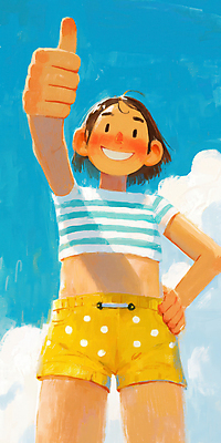 JPG 구름 여자 허리손 일러스트 하늘 한명 미소 성인 파란색 최고 손내밀기 성인여자한명만 국내일러스트 AI일러스트 AI콘텐츠 자연요소 1 컬러 포즈 표정 사람 손짓 여자한명만 성인여자만 파일형식