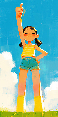 JPG 구름 여자 허리손 일러스트 청소년 하늘 한명 서기 미소 파란색 최고 십대여자한명만 국내일러스트 AI일러스트 AI콘텐츠 자연요소 1 컬러 포즈 모션 표정 사람 여자한명만 십대여자만 파일형식