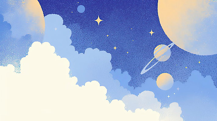 JPG 구름 일러스트 사람없음 파란색 반짝임 우주 행성 몽환 국내일러스트 AI일러스트 AI콘텐츠 자연요소 컬러 컨셉 모션 파일형식