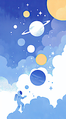 JPG 전신 구름 일러스트 한명 성인 파란색 반짝임 우주 행성 우주비행사 몽환 성인한명만 국내일러스트 AI일러스트 AI콘텐츠 자연요소 1 컬러 컨셉 모션 사람 성인만 파일형식