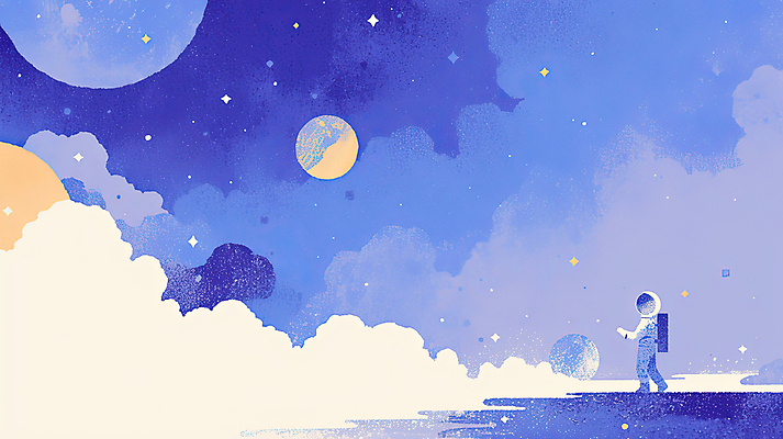 JPG 전신 구름 일러스트 한명 성인 파란색 반짝임 우주 행성 우주비행사 몽환 성인한명만 국내일러스트 AI일러스트 AI콘텐츠 자연요소 1 컬러 컨셉 모션 사람 성인만 파일형식