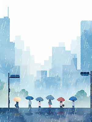 JPG 나무 여자 남자 가로등 일러스트 우산 하늘 수채화 들기 풍경 여러명 성인 건물 파란색 도시 비 신호등 감성 흐림 성인만 국내일러스트 AI일러스트 AI콘텐츠 자연요소 식물 건축물 공공시설 컬러 다수 컨셉 모션 날씨 사람 파일형식