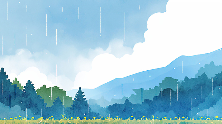 JPG 나무 구름 꽃 일러스트 하늘 수채화 산 풍경 초원 사람없음 파란색 비 숲 감성 흐림 국내일러스트 AI일러스트 AI콘텐츠 자연요소 식물 컬러 컨셉 날씨 파일형식