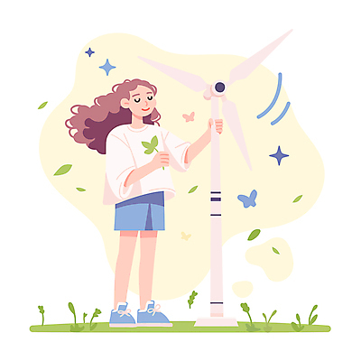 전신 여자 어린이 나비 일러스트 나뭇잎 한명 소녀 잔디 반짝임 발전기 잡기 에코 친환경 풍력기 소녀한명만 국내일러스트 에너지의날 AI파일 식물 1 기념일 곤충 잎 모션 사람 환경 발전소 풍력에너지 여자한명만 소녀만 파일형식 벡터