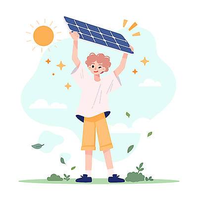전신 구름 남자 어린이 일러스트 하늘 나뭇잎 한명 소년 잔디 반짝임 태양 에코 친환경 집열판 소년한명만 국내일러스트 에너지의날 AI파일 자연요소 식물 1 기념일 잎 모션 사람 환경 태양에너지 남자한명만 소년만 파일형식 벡터
