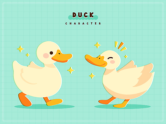 스티커 일러스트 그림자 미소 웃음 사람없음 반짝임 걷기 귀여움 오리캐릭터 민트색 일러캐릭터 AI파일 캐릭터 컬러 동물캐릭터 컨셉 모션 오리 표정 파일형식 벡터