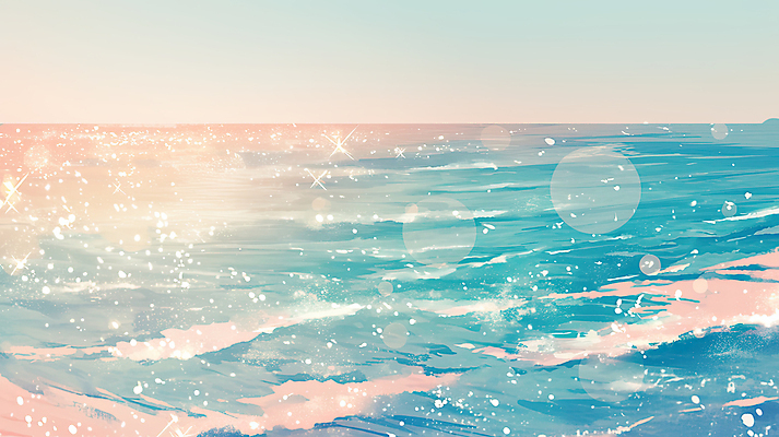 JPG 바다 일러스트 하늘 풍경 사람없음 파란색 빛 신비 잔물결 윤슬 국내일러스트 AI일러스트 AI콘텐츠 물결 컬러 컨셉 파일형식