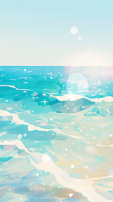 JPG 바다 일러스트 하늘 풍경 사람없음 파란색 빛 신비 잔물결 윤슬 국내일러스트 AI일러스트 AI콘텐츠 물결 컬러 컨셉 파일형식