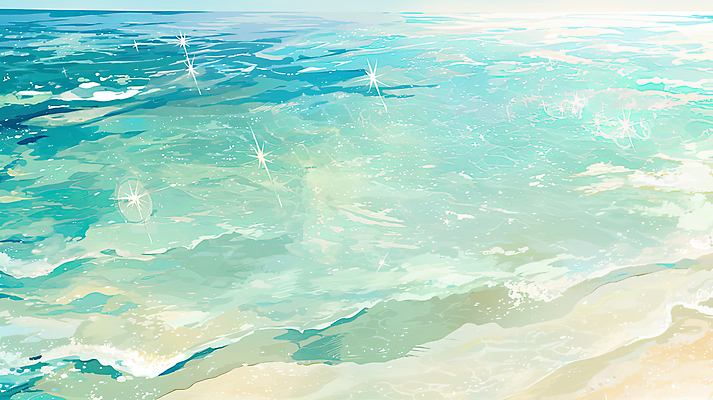 JPG 바다 일러스트 풍경 사람없음 파란색 빛 신비 잔물결 윤슬 국내일러스트 AI일러스트 AI콘텐츠 물결 컬러 컨셉 파일형식