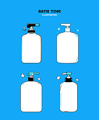 일러스트 사람없음 파란색 목욕 거품 펌프 바디워시 엘리먼트 미니멀 국내일러스트 AI파일 컬러 청결 파일형식 벡터