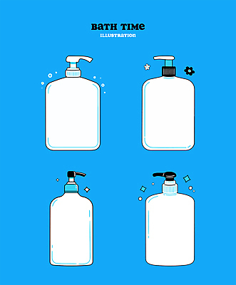 꽃 일러스트 사람없음 파란색 반짝임 목욕 거품 펌프 바디워시 엘리먼트 미니멀 국내일러스트 AI파일 식물 컬러 모션 청결 파일형식 벡터