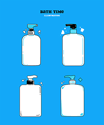 일러스트 사람없음 파란색 목욕 거품 펌프 바디워시 엘리먼트 미니멀 국내일러스트 AI파일 컬러 청결 파일형식 벡터