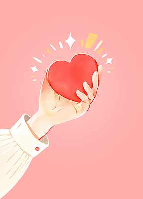 PSD 손 분홍색 일러스트 사랑 들기 신체부위 반짝임 하트 감성 국내일러스트 모양 감정 컬러 컨셉 모션 사람 파일형식