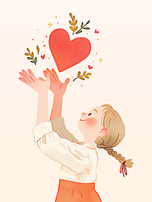 PSD 여자 어린이 분홍색 일러스트 사랑 한명 미소 소녀 상반신 하트 풀 감성 획득 소녀한명만 국내일러스트 모양 식물 1 감정 컬러 컨셉 표정 사람 여자한명만 소녀만 파일형식