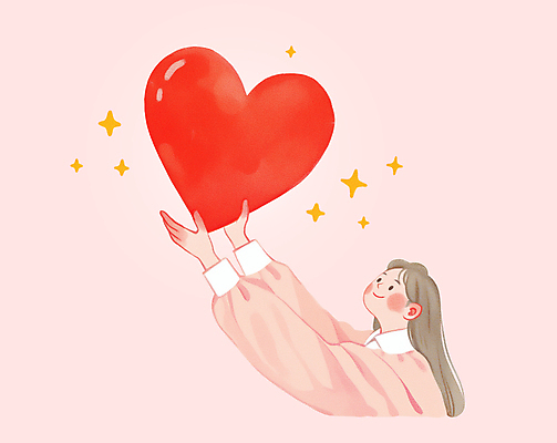 PSD 여자 분홍색 일러스트 사랑 한명 미소 상반신 성인 반짝임 하트 감성 획득 성인여자한명만 국내일러스트 모양 1 감정 컬러 컨셉 모션 표정 사람 여자한명만 성인여자만 파일형식