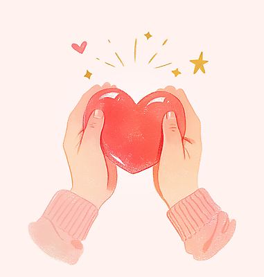 PSD 손 분홍색 일러스트 사랑 들기 신체부위 반짝임 하트 감성 국내일러스트 모양 감정 컬러 컨셉 모션 사람 파일형식