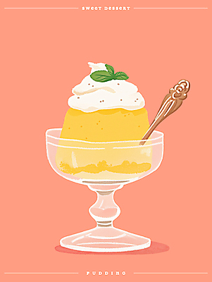 PSD 그릇 포스터 분홍색 일러스트 그림자 사람없음 달콤 티스푼 허브 크림 감성 푸딩 국내일러스트 식물 식기 컬러 컨셉 디저트 숟가락 맛 파일형식