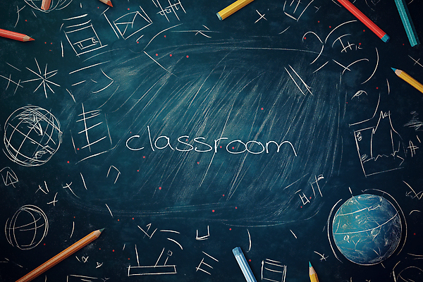 JPG 편집이미지 교실 색연필 사람없음 초록색 연필 지구본 칠판 낙서 분필 크레파스 스프링노트 카피스페이스 편집실사 AI컴퓨터그래픽 AI콘텐츠 교육 컬러 학교 학용품 필기구 공책 공백 CG 초크 파일형식