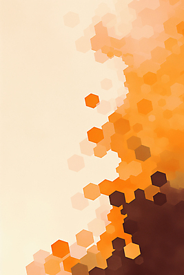 JPG 디자인 백그라운드 일러스트 추상 사람없음 그래픽 주황색 육각형 지오메트릭 국내일러스트 AI일러스트 AI콘텐츠 도형 컬러 무늬 파일형식