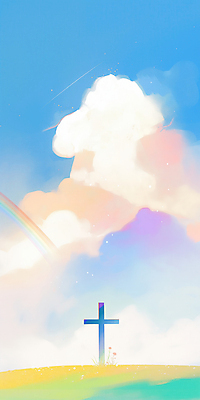 JPG 구름 종교 십자가 무지개 일러스트 하늘 사람없음 빛 평화 희망 감성 국내일러스트 AI일러스트 AI콘텐츠 자연요소 감정 컨셉 파일형식
