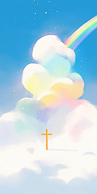 JPG 구름 종교 십자가 무지개 일러스트 하늘 사람없음 빛 평화 희망 감성 국내일러스트 AI일러스트 AI콘텐츠 자연요소 감정 컨셉 파일형식