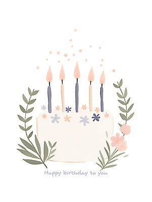 PSD 꽃 잎 일러스트 촛불 사람없음 케이크 기쁨 축하 메시지 크림 심플 생일축하 해피버스데이 카피스페이스 국내일러스트 식물 감정 컨셉 초 디저트 공백 생일 파일형식