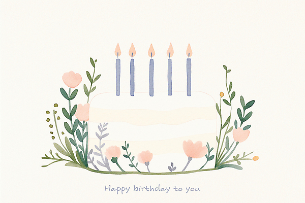 PSD 꽃 잎 일러스트 촛불 사람없음 케이크 기쁨 축하 메시지 크림 심플 생일축하 해피버스데이 카피스페이스 국내일러스트 식물 감정 컨셉 초 디저트 공백 생일 파일형식