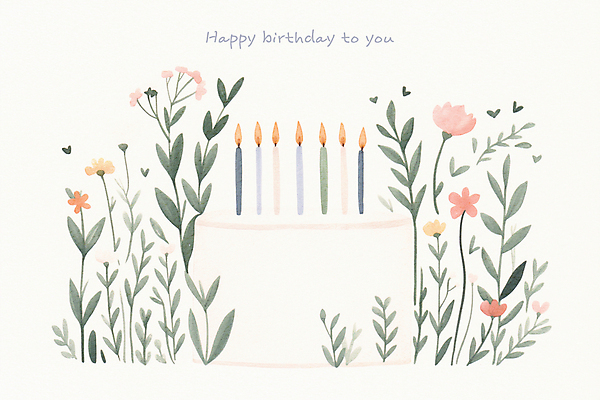 PSD 꽃 잎 일러스트 촛불 사람없음 케이크 기쁨 축하 메시지 크림 심플 생일축하 해피버스데이 카피스페이스 국내일러스트 식물 감정 컨셉 초 디저트 공백 생일 파일형식