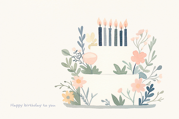 PSD 꽃 잎 일러스트 촛불 사람없음 케이크 기쁨 축하 메시지 크림 심플 생일축하 해피버스데이 카피스페이스 국내일러스트 식물 감정 컨셉 초 디저트 공백 생일 파일형식