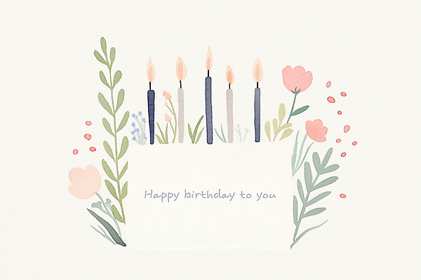 PSD 꽃 잎 일러스트 촛불 사람없음 케이크 기쁨 축하 메시지 크림 심플 생일축하 해피버스데이 카피스페이스 국내일러스트 식물 감정 컨셉 초 디저트 공백 생일 파일형식