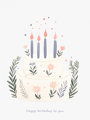 PSD 꽃 잎 일러스트 촛불 사람없음 케이크 기쁨 축하 메시지 크림 심플 생일축하 해피버스데이 카피스페이스 국내일러스트 식물 감정 컨셉 초 디저트 공백 생일 파일형식