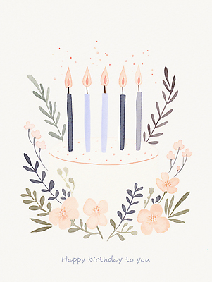 PSD 꽃 잎 일러스트 촛불 사람없음 케이크 기쁨 축하 메시지 크림 심플 생일축하 해피버스데이 카피스페이스 국내일러스트 식물 감정 컨셉 초 디저트 공백 생일 파일형식