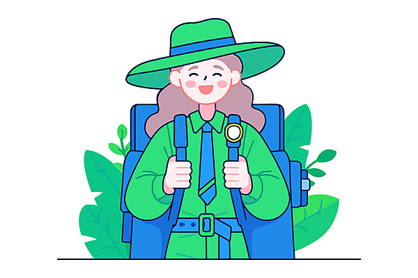 여자 잎 일러스트 배낭 자연 직업캐릭터 한명 웃음 안전 상반신 성인 초록색 자연보호 환경 등산 잡기 숲 등산복 챙모자 성인여자한명만 국내일러스트 일러캐릭터 AI파일 식물 직업 캐릭터 모자_잡화 1 옷 컬러 가방 모션 표정 사람 트래킹 보호 생태계 여자한명만 성인여자만 파일형식 벡터