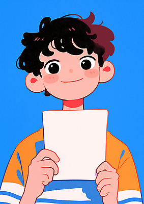 JPG 남자 종이 어린이 하늘색 일러스트 한명 들기 소년 상반신 팻말 소년한명만 카피스페이스 국내일러스트 AI일러스트 AI콘텐츠 1 모션 프레임 사람 파란색 공백 남자한명만 소년만 파일형식