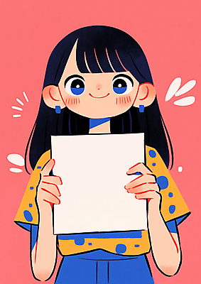 JPG 여자 종이 어린이 분홍색 일러스트 한명 들기 소녀 상반신 팻말 소녀한명만 카피스페이스 국내일러스트 AI일러스트 AI콘텐츠 1 컬러 모션 프레임 사람 공백 여자한명만 소녀만 파일형식