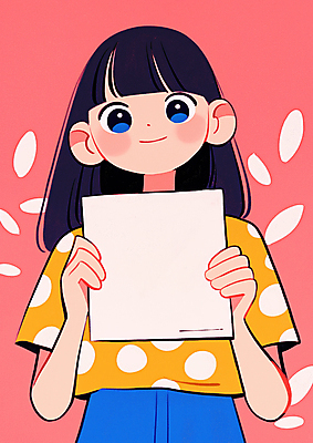 JPG 여자 종이 어린이 분홍색 일러스트 한명 들기 소녀 상반신 팻말 소녀한명만 카피스페이스 국내일러스트 AI일러스트 AI콘텐츠 1 컬러 모션 프레임 사람 공백 여자한명만 소녀만 파일형식