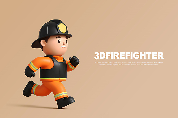 전신 PSD 편집이미지 남자 유니폼 3D캐릭터 한명 미소 안전 성인 달리기 3D 응급 소방관 베이지색 소방관모자 성인남자한명만 방호복 편집3D 캐릭터 모자_잡화 1 옷 컬러 모션 표정 사람 긴급 구조원 소방 디지털합성 남자한명만 성인남자만 파일형식